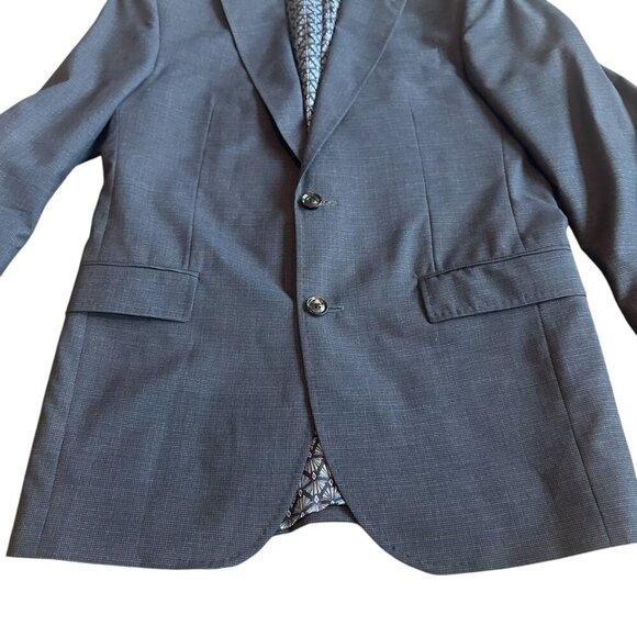 Ted Baker Endurance Navy Blue Check Print Blazer Jacket Designer Size 38R Men's - Picture 4 of 13